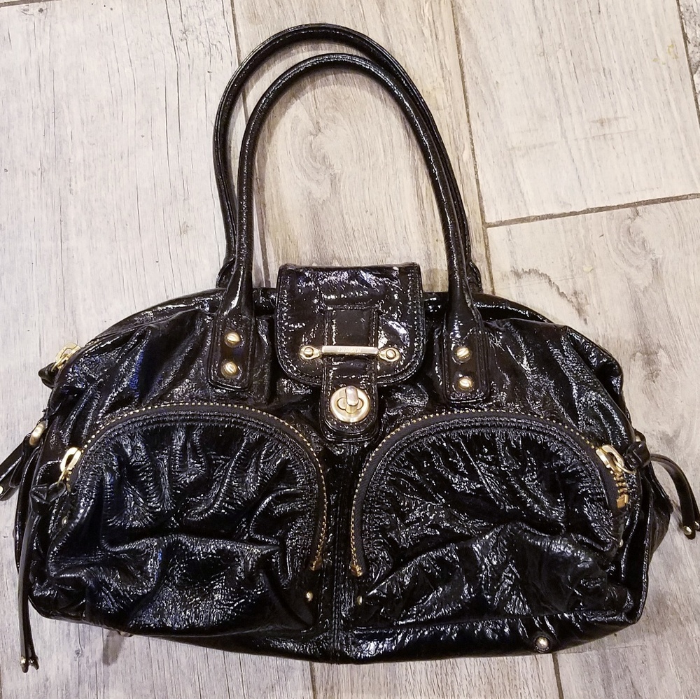 Botkier black gold patent leather handbag